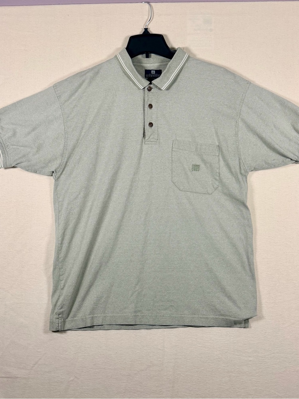 Givenchy Sage Green Short-Sleeve Polo with Chest Pocket